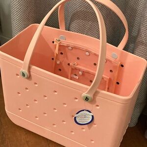 Peachy pink Tote Bag with Inner Pouches